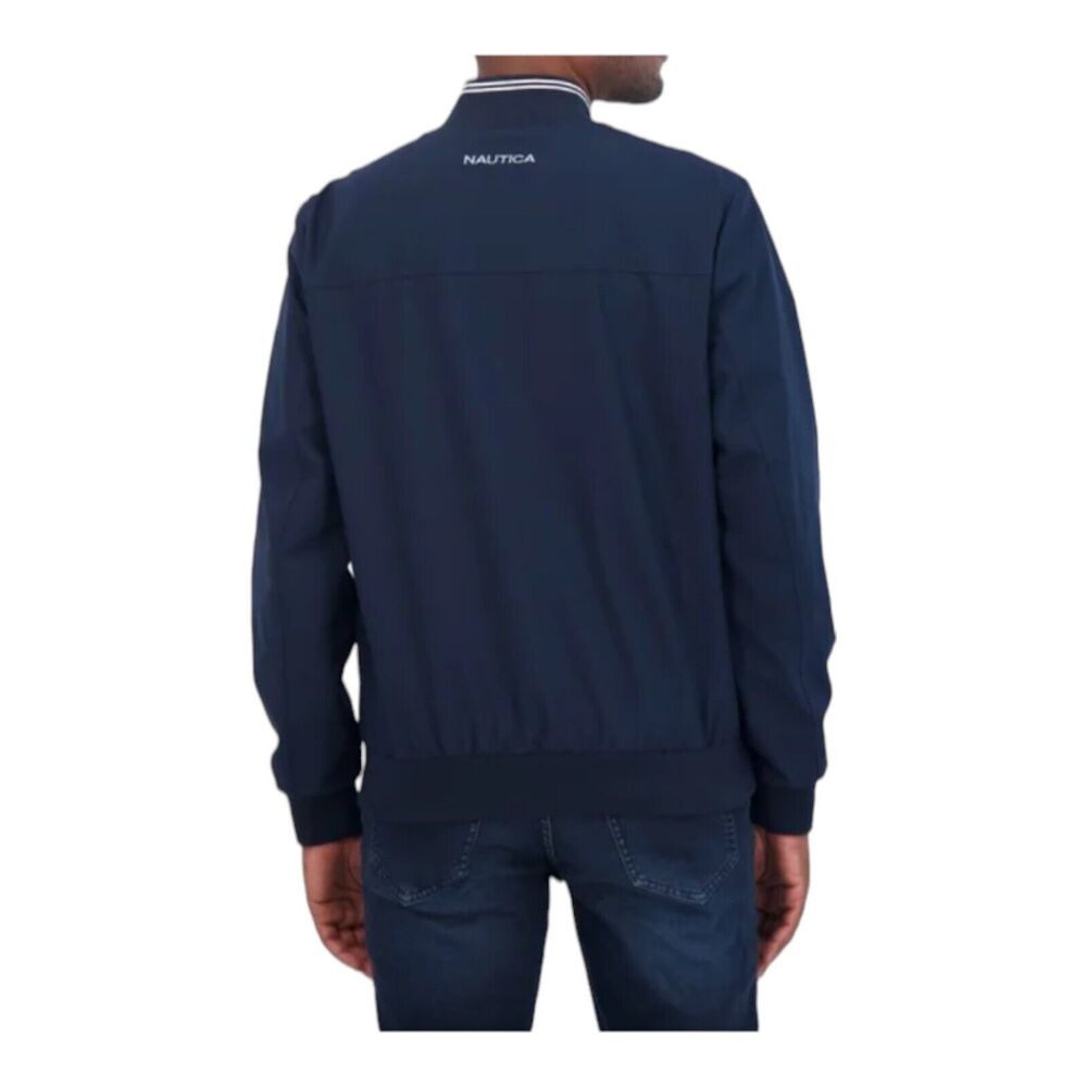 Nautica Bomber Jacket, Blue, Full Front Zipper, Lightweight, Men's Medium, NEW - Picture 2 of 9
